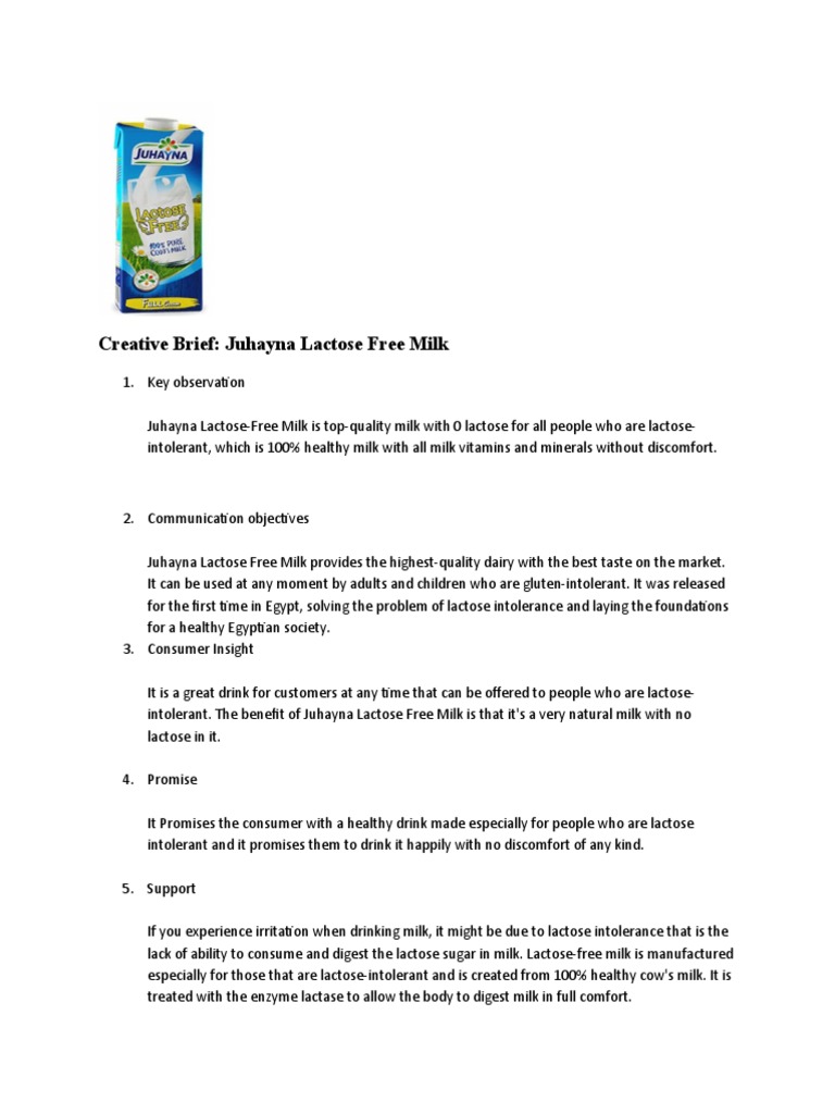 Creative Brief Juhayna Lactose Free Milk PDF
