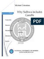 Why Sidhwa Includes Gandhi: Pakistani Literature