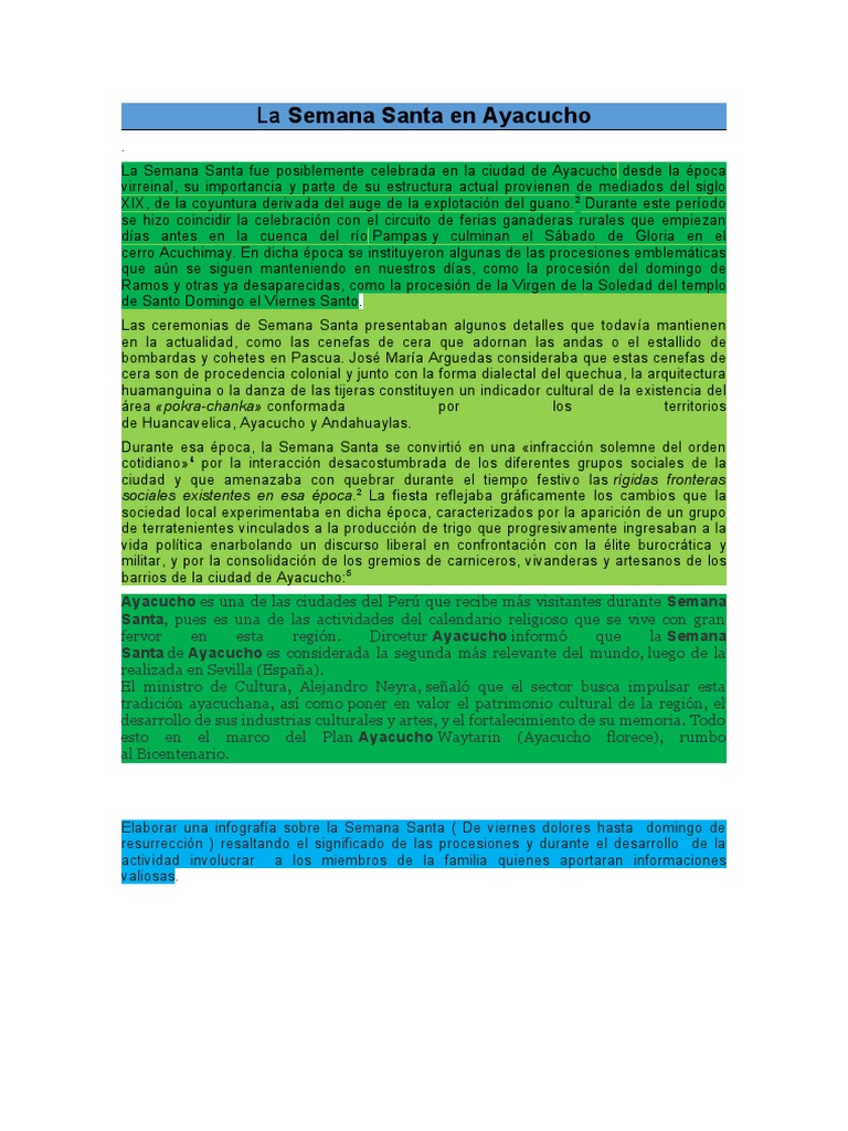Semana Santa en AYACUCHO | PDF | Fiesta religiosa o feriado | Pascua de ...