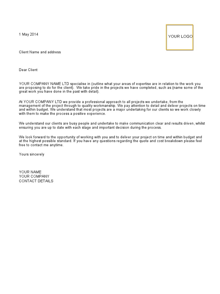 Client Letter and Quote and Cost Breakdown | PDF | Business