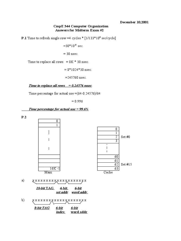 Computer Organization Midterm Exam Answers | PDF | Computing | Cpu Cache