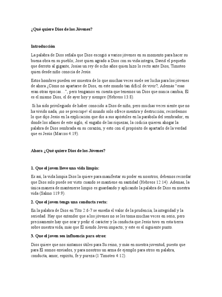 Lo que Dios espera de los jóvenes | PDF | Jesús | Dios