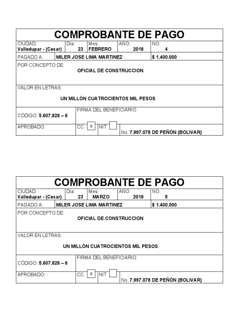 Comprobante de pago