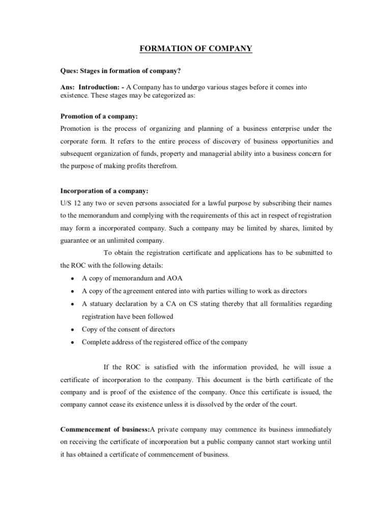Formation of Company | PDF | Subrogation | Loans