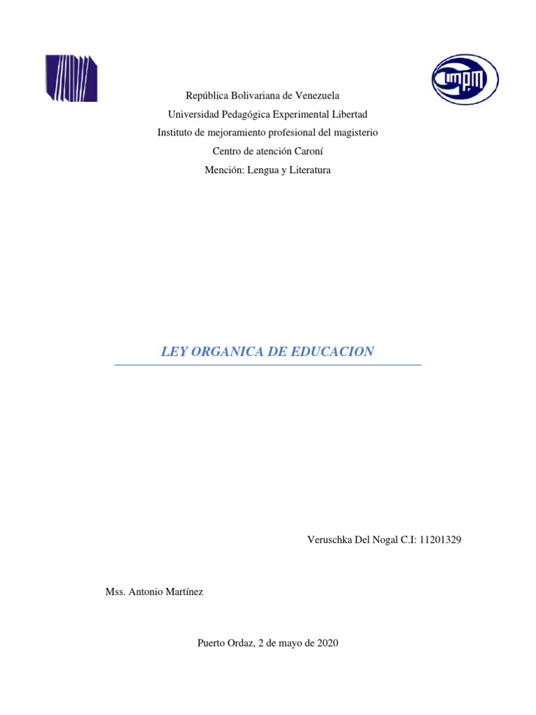 Informe de La Ley Organica de Educacion 1 PDF | Descargar gratis PDF ...