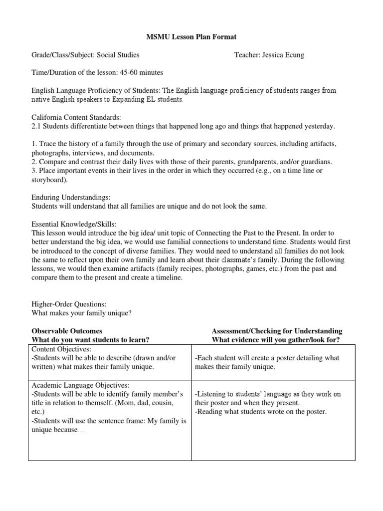 Social Studies Lesson Plan | PDF | Lesson Plan | Educational Assessment