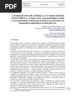 A NORMATIVIDADE JURIDICA E MODO DE SER QUILOMBOLA