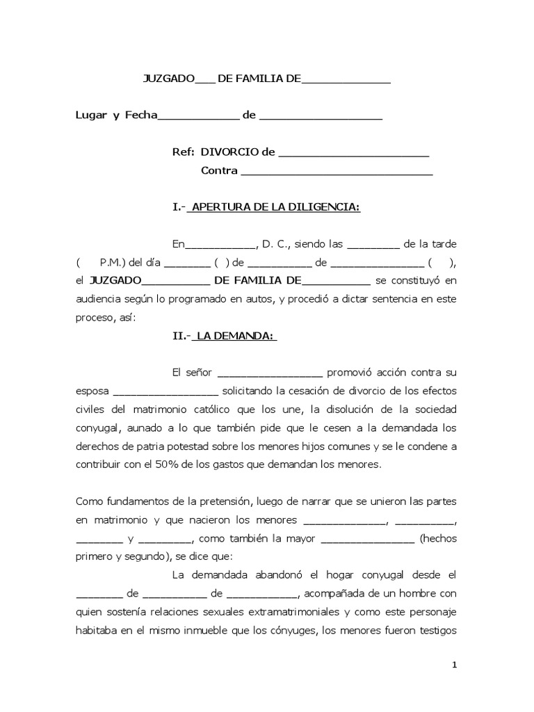 Sentencia de Divorcio y Custodia Infantil | PDF | Divorcio | Matrimonio