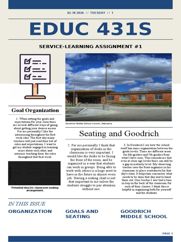 Classroom Organization and Goals | PDF | Service Learning | Classroom
