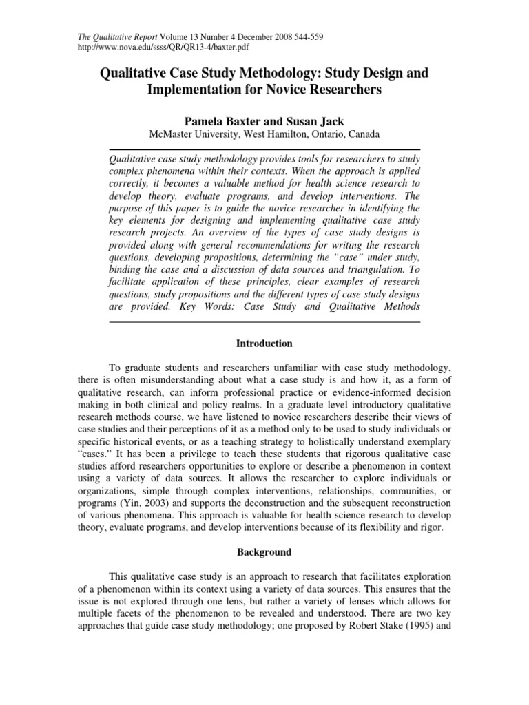 Qualitative Case Study Methodology: Study Design and Implementation For ...
