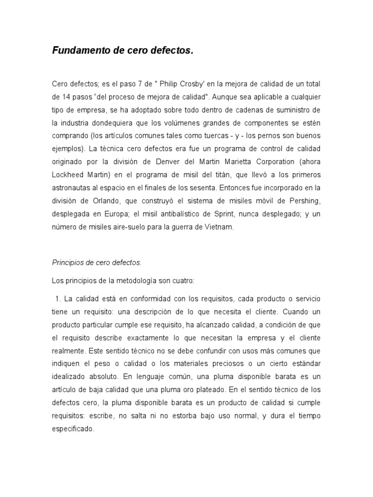 Fundamentos de Cero Defectos en Calidad | PDF | Business | Science