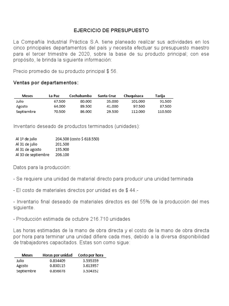 Ejercicio de Presupuesto | PDF
