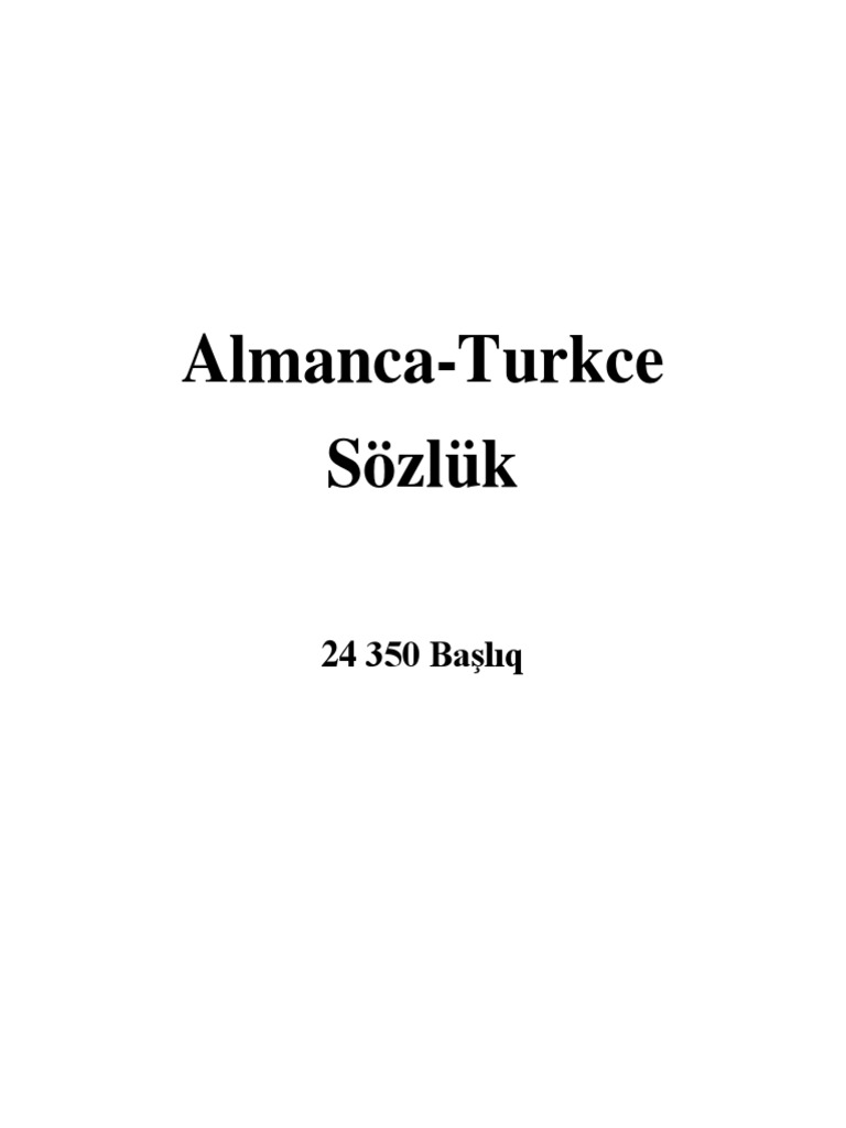 0941 Almanca Turkce Sozluk 24 350 Bashliq 952s Pdf