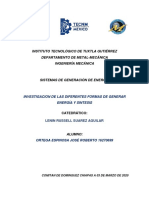 Investigacion de Las Diferentes Formas de Generar Energía y Sintesis PDF