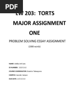 203 Major Assignment One - S11172620