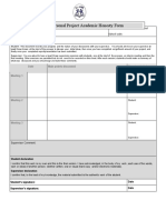 MYP Personal Project Academic Honesty Form: Student Name