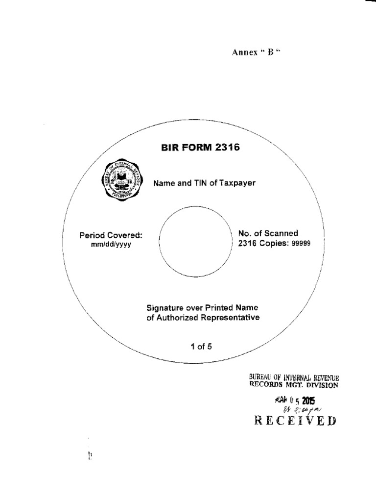 BIR Annex B Form 2316 Overview | PDF
