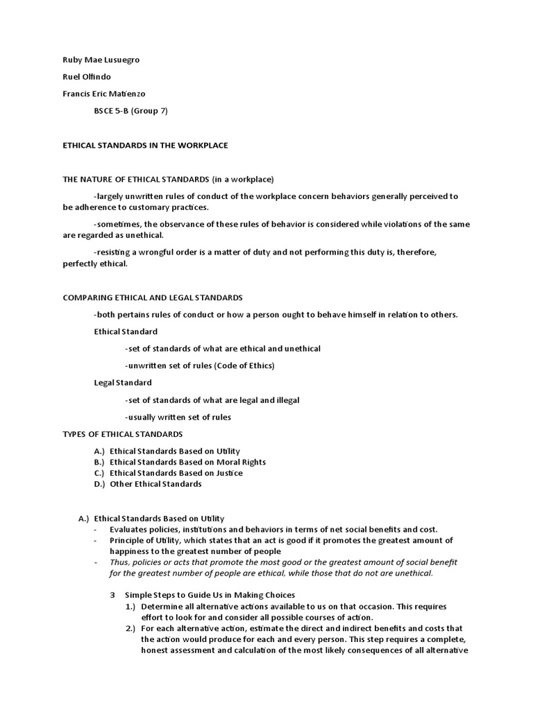 Understanding Workplace Ethical Standards | PDF | Rights | Egalitarianism