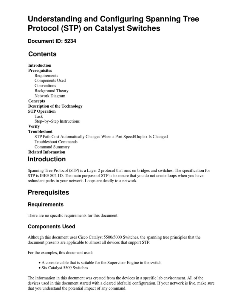 Understanding and Configuring Spanning Tree Protocol (STP) On Catalyst ...