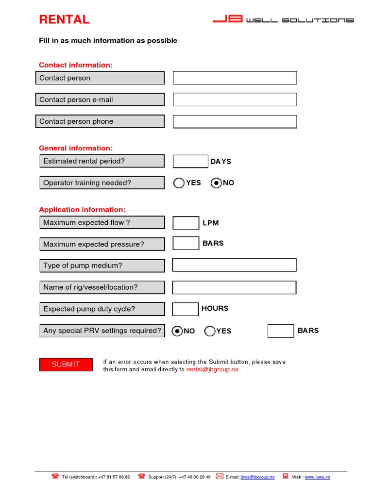 Motor Rental Inquiry Form | PDF