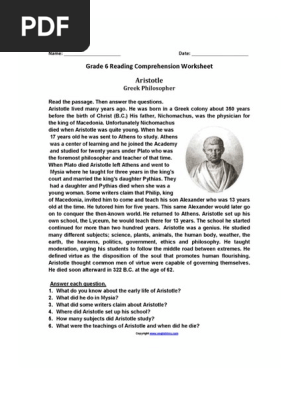 reading comprehension worksheets for grade 6 pdf pdf