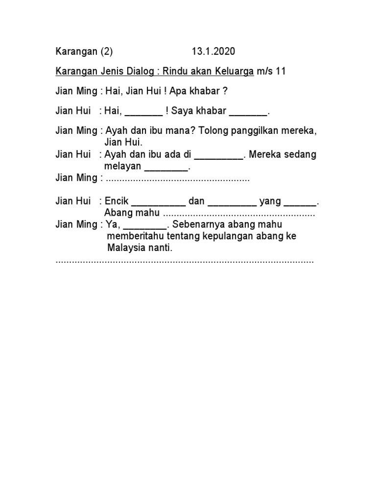 Dialog Rindu Keluarga | PDF | Game & Aktivitas | Ilmu Sosial