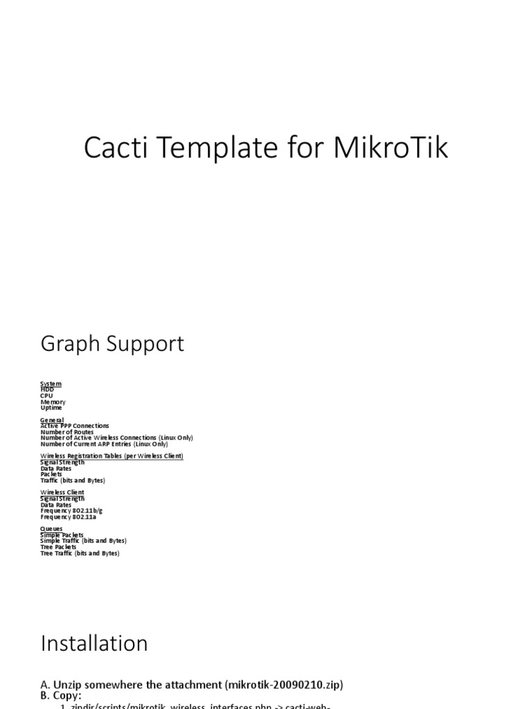 Cacti Template For MikroTik PDF