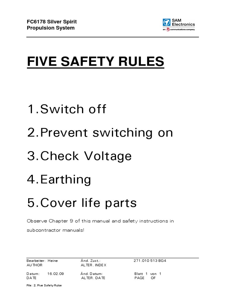 Five Safety Rules PDF