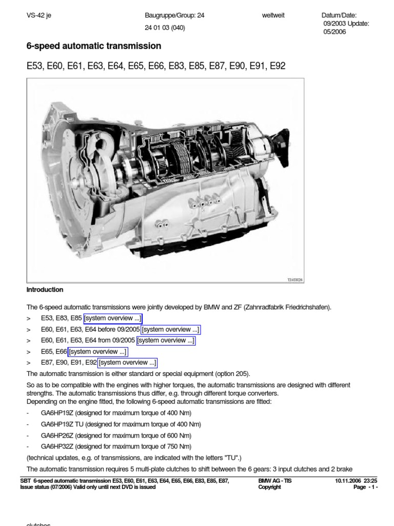 6 Speed Automatic Transmission BMW