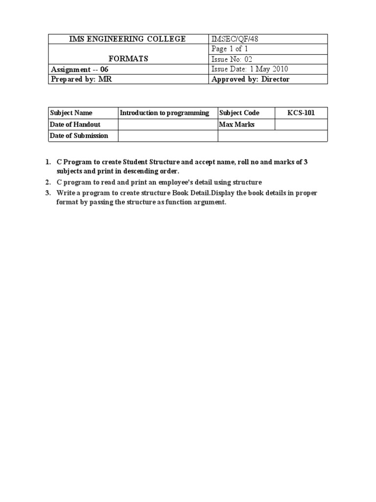 Programming Assignment for KCS-101 | PDF | Computers