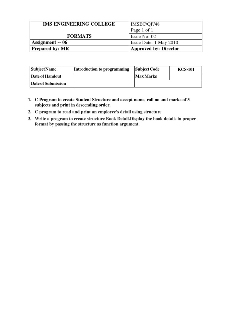 C Programming Assignment on Structures | PDF | Art | Technology ...