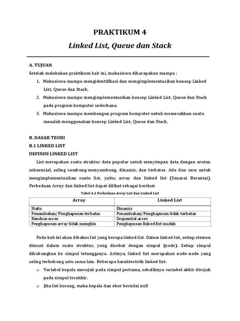 Perbandingan Array dan Linked List | PDF