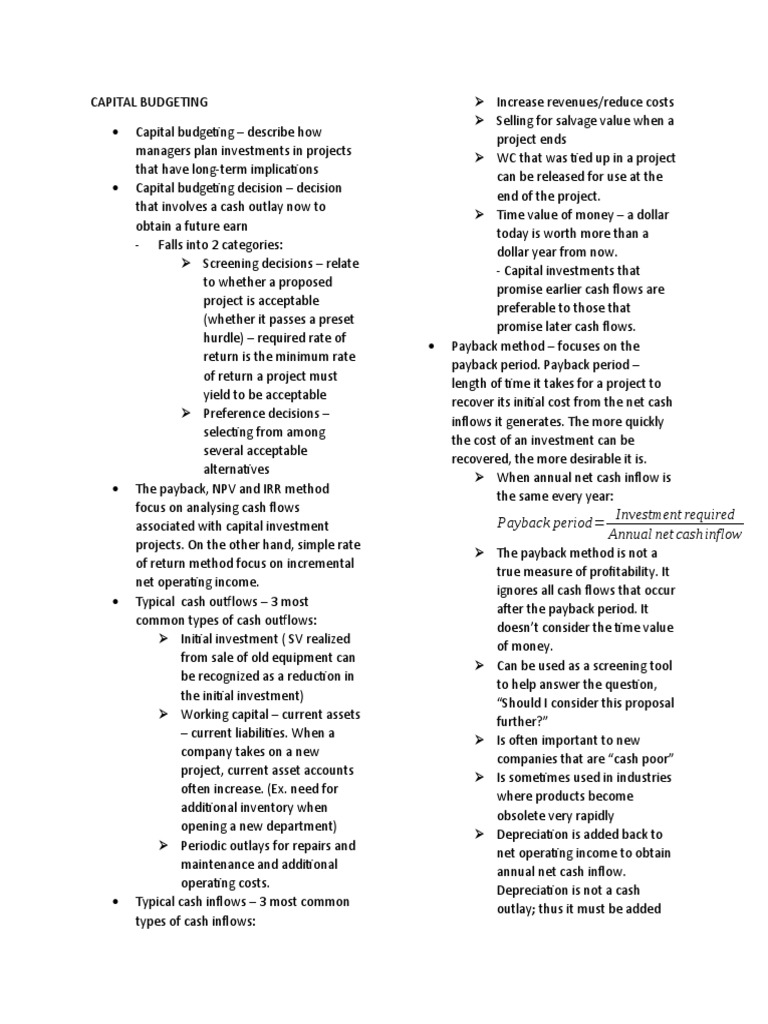 Capital Budgeting Overview | PDF | Net Present Value | Internal Rate Of ...