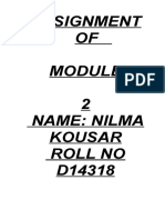 Assignment OF 2 Name: Nilma Kousar Roll No D14318