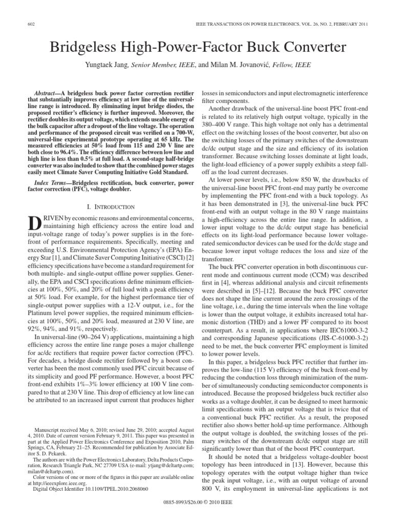 Bridgeless High-Power-Factor Buck Converter | PDF | Rectifier | Power ...