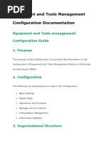 Equipment and Tools Management Configuration Documentation