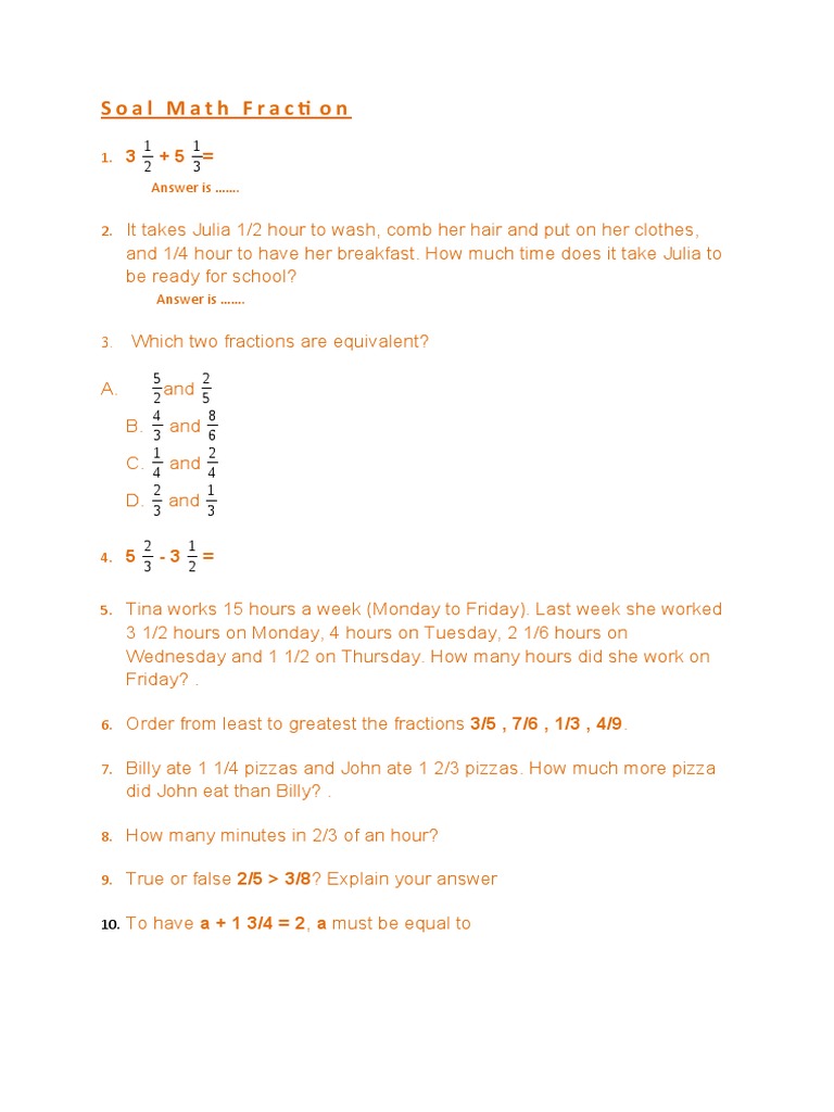 Subtracting Fractions Practice Questions | PDF | Language Arts & Discipline