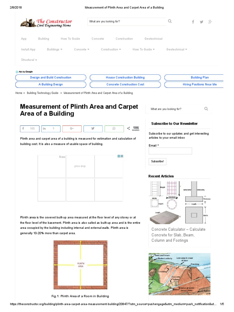 Measurement of Plinth Area and Carpet Area of A Building PDF Wall