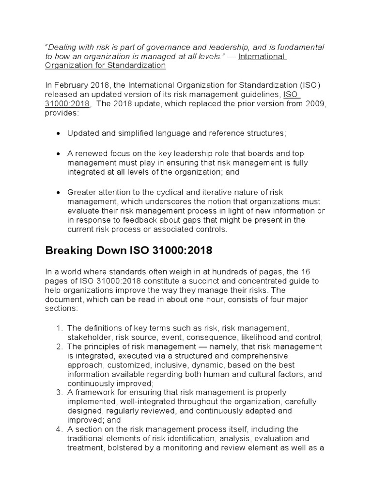 Breaking Down ISO 31000:2018 | PDF | Risk Management | Risk