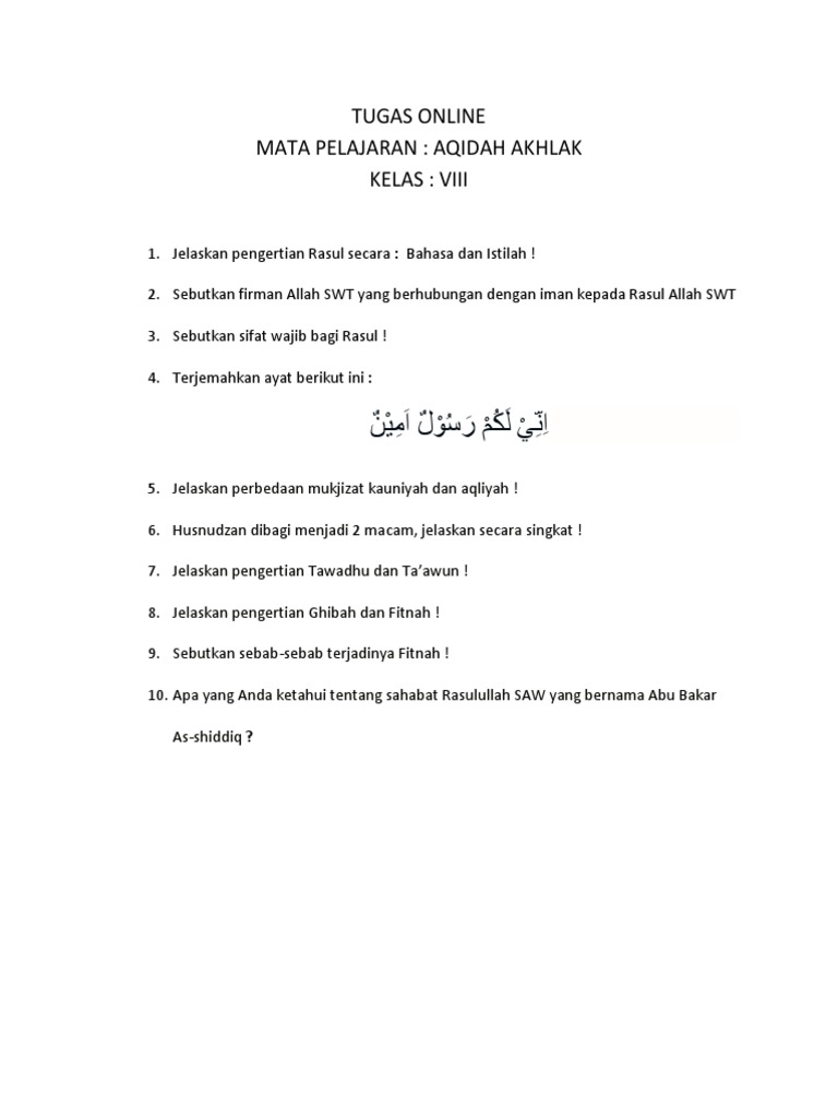 Tugas Online Aqidah Akhlaq Pdf