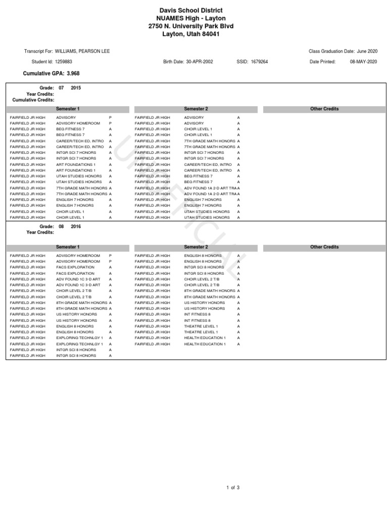 Transcriptswithtestscores | PDF | Vaccination | Public Health