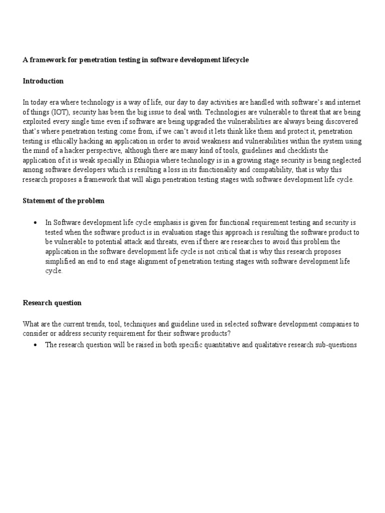 Penetration Testing Framework for SDLC | PDF | Penetration Test ...