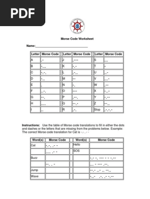 Morse Code Worksheet PDF | PDF | Ships | Transport