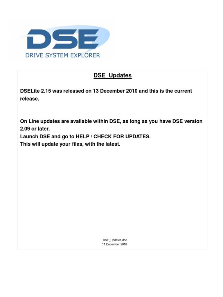 DSE Updates Overview 2010 | PDF | Computers