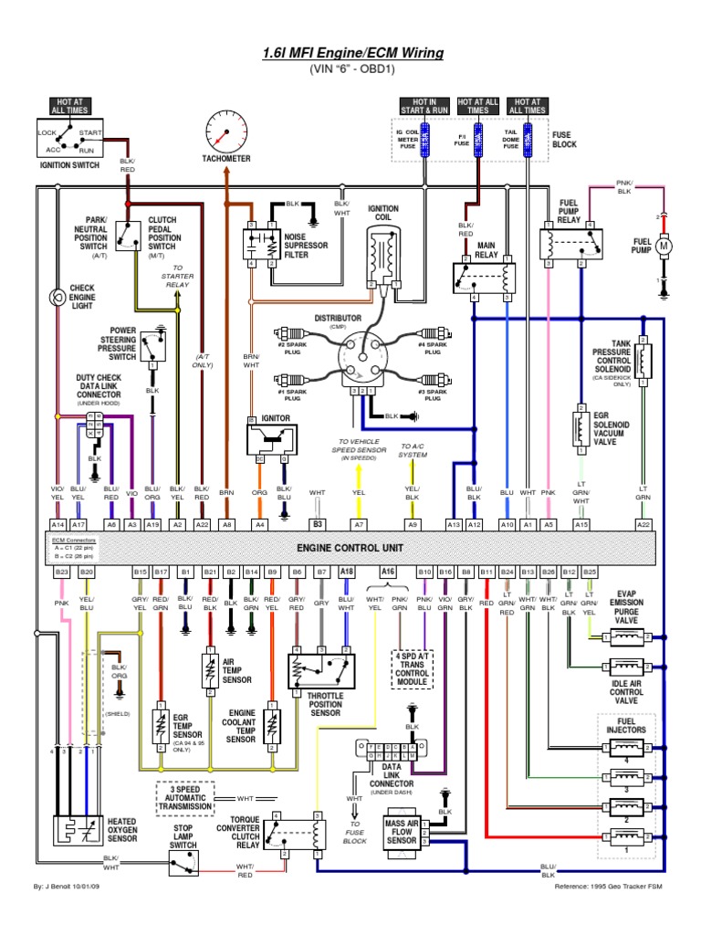 Engine Wiring Diagram For 92-95 16v OBD1 | PDF | Ignition System
