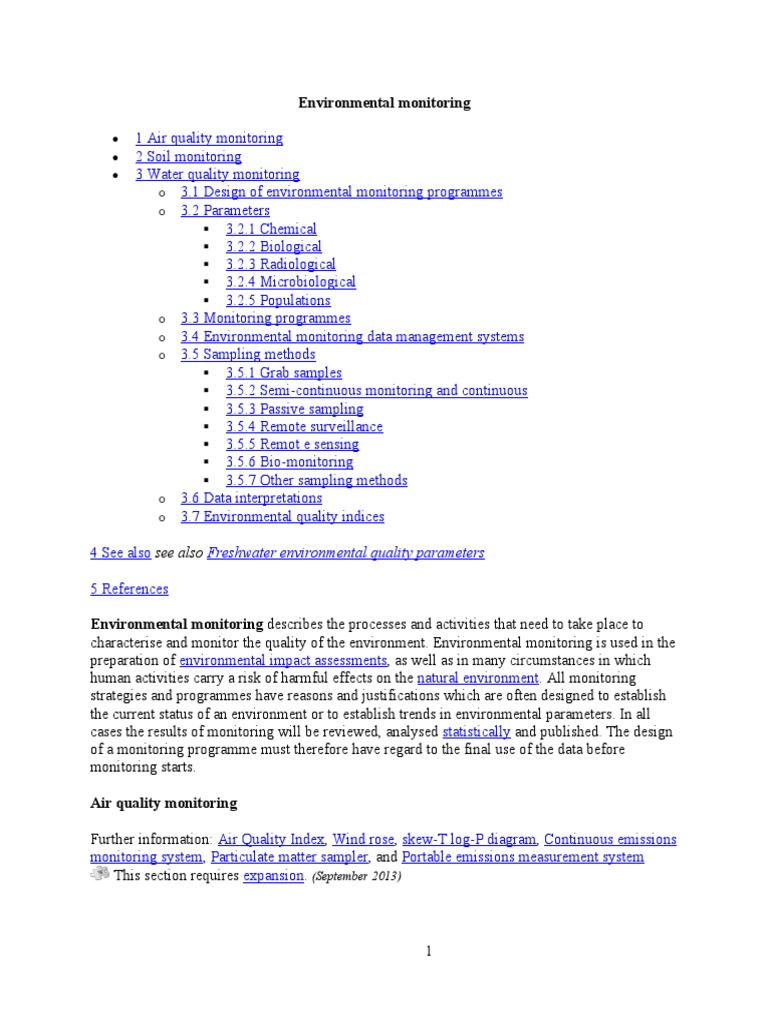 Methods of Environmental Monitoring | PDF | Environmental Monitoring ...