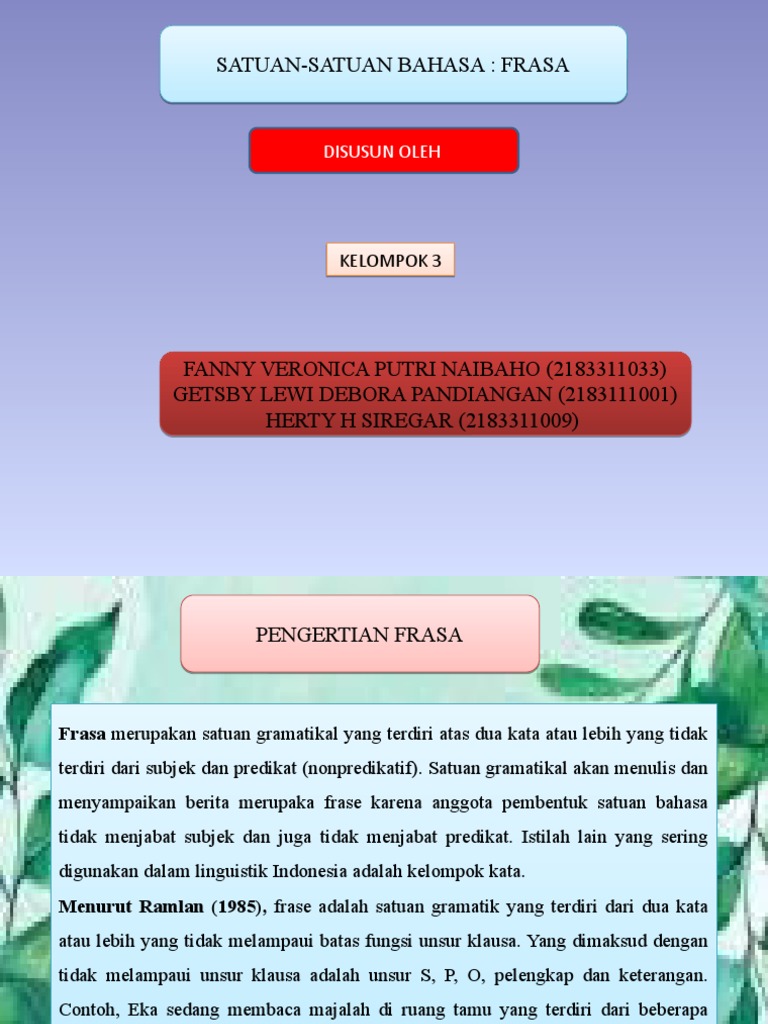Pengertian dan Jenis Frasa dalam Bahasa | PDF | Seni & Disiplin Bahasa