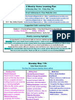 May 11 - May 15 - Grade 3 Weekly Home Learning Plan