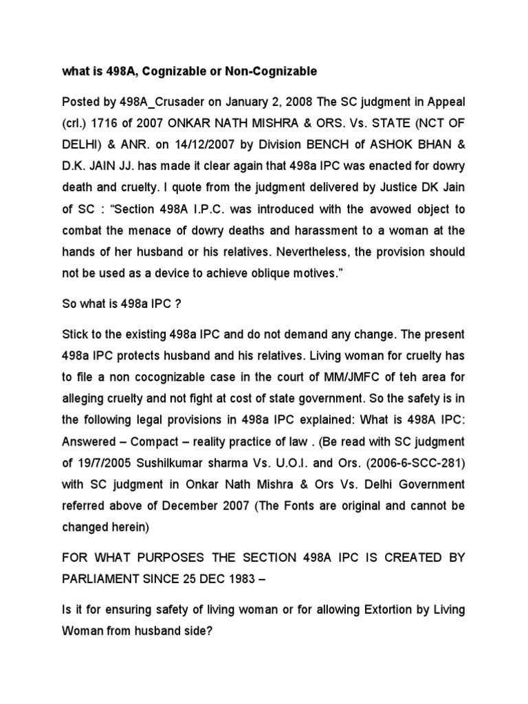 what-is-498a-cognizable-or-non-cognizable-pdf-arrest-bail