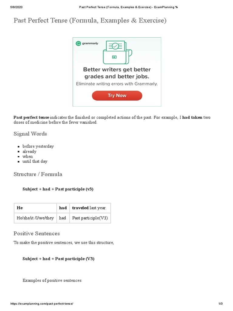 NEGATIVE PAST PERFECT TENSE FORMULA intelligence overview